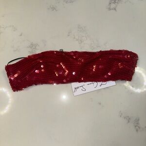 NWT Saks fifth ave Laquan Smith Cherry Red Sequin Bandeau Top